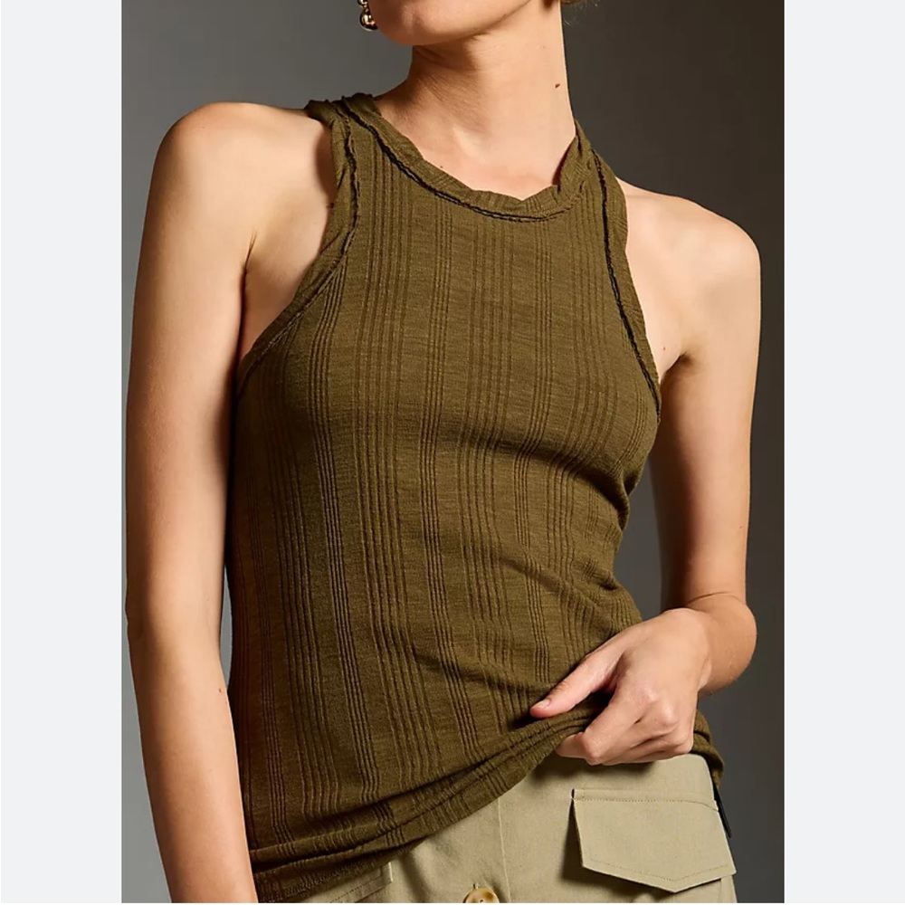 Anthropologie Ribbed Crewneck Top J11 - Picture 2 of 6